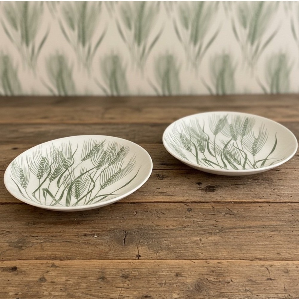 Homer Laughlin Wheat Americana Salad Plates, Set of 2, Mid-Century Dinnerware